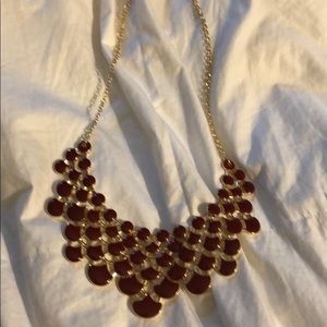 Perfect maroon and gold statement necklace new.